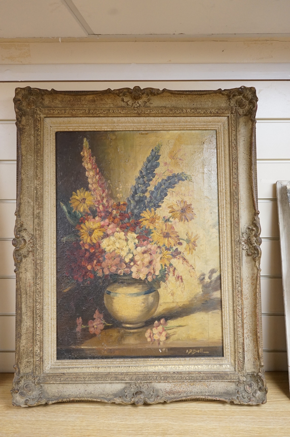 Wilfred Knox (A.D.Bell) (British, 1884-1966), Still life of a vase of flowers, signed, oil on canvas, 54 x 40cm, ornate frame